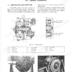 Kawasaki KSS70, KSS80Z torque converter construction, operation, exploded view diagram, and component identification table.