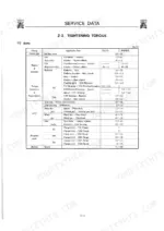 kawasaki-kss70-kss80z-super-shovel-shop-manual-s0701-5-torque-19.webp Kawasaki KSS70, KSS80Z service manual table listing bolt tightening torque specifications for engine, axle, and drivetrain.