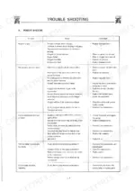 kawasaki-kss70-kss80z-super-shovel-shop-manual-s0701-5-troubleshooting-23.webp Kawasaki KSS70, KSS80Z troubleshooting table for power system, listing causes and corrections for transmission and clutch issues.