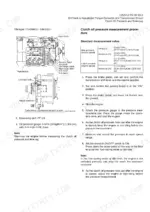 kcm-115zv-2-wheel-loader-shop-manual-93216-00462-procedures-134.webp Kawasaki 115ZV-2 clutch oil pressure measurement procedure, test port diagram, and standard pressure value table.