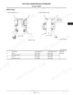 Kawasaki 70Z7, 70TM7 center hinge maintenance standard diagram and clearance table for upper and lower hinge pins and bushings.