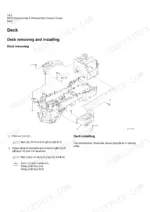 kcm-95zv-wheel-loader-shop-manual-93215-00242-procedures-28.webp Kawasaki 95ZV exploded view diagram for deck removal and installation procedure including bolt torque specifications.