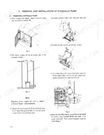 Kobelco K903-II hydraulic pump removal and installation procedure diagrams showing hose, suction stopper, and crane lifting steps.