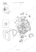 kobelco-sk025-2-hydraulic-excavator-parts-catalog-s4pv1007-engine-parts-27.webp Kobelco SK025-2 engine assembly exploded view showing alternator, starter motor, radiator, fan belt, and sensors.