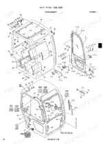 kobelco-sk045-2-hydraulic-excavator-parts-catalog-s4py1008-cab-parts-49.webp Kobelco SK045-2 exploded view diagram of cab assembly, including door components, glass, and electrical connector pinouts.