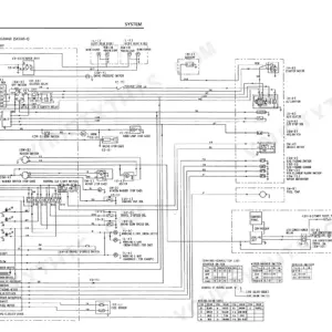 Kobelco SK045, SK050 electric system wiring diagram showing battery, starter, alternator, and switch panel connections.