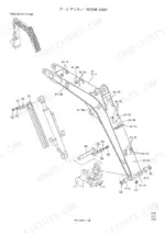 kobelco-sk09sr-crawler-excavator-parts-catalog-s3pa00001ze02-boom-parts-136.webp Kobelco SK09SR exploded view diagram of the boom assembly, showing pins, bushings, and mounting hardware components.