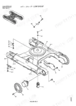 kobelco-sk135sr-sk135srl-sk135srlc-hydraulic-excavator-parts-catalog-s3yy00003ze04-chassis-parts-282.webp Kobelco SK135SR, SK135SRL, SK135SRLC exploded view of the lower group chassis, including swing bearing, track frame, and sprocket.