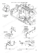 Kobelco SK13SR hydraulic lines and pump exploded view diagram showing control valve connections and hose routing details.