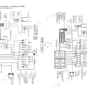 Kobelco SK200, SK200LC, SK220, SK220LC, SK100, SK100L, SK120, SK120LC electrical hydraulic system diagram for Mark V models.