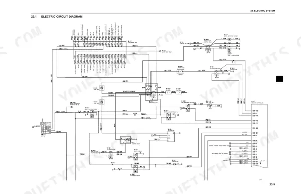 Kobelco SK210-8, Acera Mark 8 electric circuit diagram showing battery, starter motor, alternator, and fuse box connections.