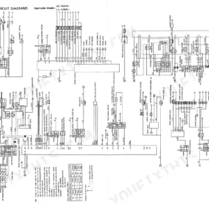 Kobelco SK220, SK220LC electrical circuit diagram showing cab components, fuse box, gauges, and accessory wiring connections.