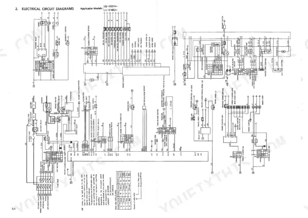 kobelco-sk220-sk220lc-hydraulic-excavator-shop-manual-s5lq0005e-wiring-215.webp Kobelco SK220, SK220LC electrical circuit diagram showing cab components, fuse box, gauges, and accessory wiring connections.