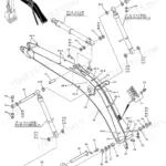 Kobelco SK250-6ES, SK250LC-6ES exploded view of standard 6.02M boom assembly, boom cylinders, and hydraulic piping components.