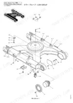 kobelco-sk250-6es-sk250lc-6es-hydraulic-excavator-parts-catalog-s3lq00011ze01-chassis-parts-216.webp Kobelco SK250-6ES, SK250LC-6ES exploded view of the lower group chassis frame, track motor, and sprocket components.