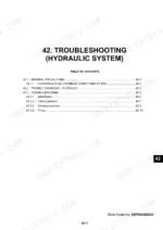 kobelco-sk50sr-5-hydraulic-excavator-shop-manual-s5pj0028e01-troubleshooting-486.webp Kobelco SK50SR-5, SK50SR-C hydraulic system troubleshooting table of contents for attachment, travel, slewing, and pump.