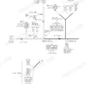 Kobelco SK50SR-5, SK50SR-C electrical system wiring diagram for the main harness, showing connectors, relays, and cable splices.