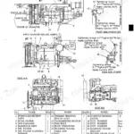 Kobelco SK60 power plant exploded view showing engine mount torque specs, component diagrams, and parts list table.