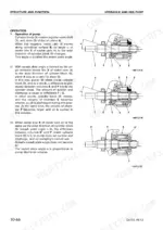komatsu-d61ex-12-d61px-12-bulldozer-shop-manual-sebm036700-troubleshooting-99.webp Komatsu D61EX-12, D61PX-12 hydraulic and HSS pump operation diagrams showing swash plate angle and cylinder block piston movement.