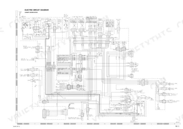 komatsu-d61ex-12-d61px-12-bulldozer-shop-manual-sebm036700-wiring-615.webp Komatsu D61EX-12, D61PX-12 electric circuit diagram for canopy specification showing engine, lighting, and fuse box wiring.