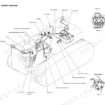 Komatsu D68E-1, D68P-1 electrical wiring diagram showing fuse box, battery relay, starting switch, and engine sensors.