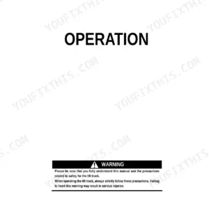 Komatsu FB15U-12, FB18U-12, FB20AU-12 operation section cover page with safety warning regarding lift truck precautions.