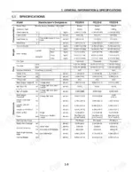 Komatsu FD100-8, FD115-8, FD135-8, FD150E-8, FD160E-8, EX50 general specifications table for forklift dimensions, weights, and tires.