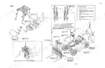 Komatsu FG50-5 to FD80H-5 mast assembly, lift cylinder air bleeding procedure, and torque specifications diagram.
