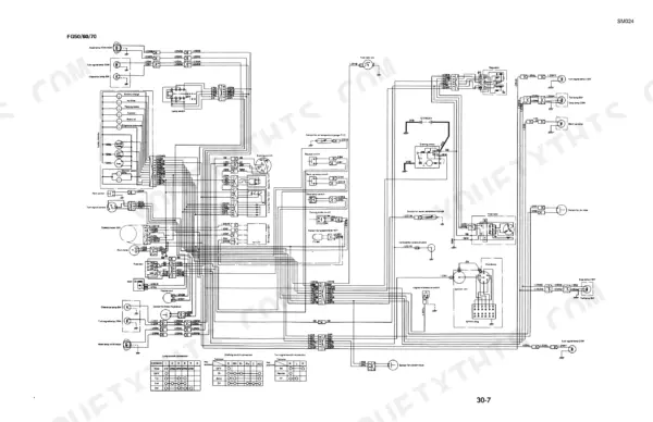 Komatsu FG50-5, FG60-5, FG70-5, FD50-5, FD60-5, FD70-5, FD50E-5, FD60E-5, FD70E-5, FD60H-5, FD70H-5, FD80H-5 electrical wiring diagram.