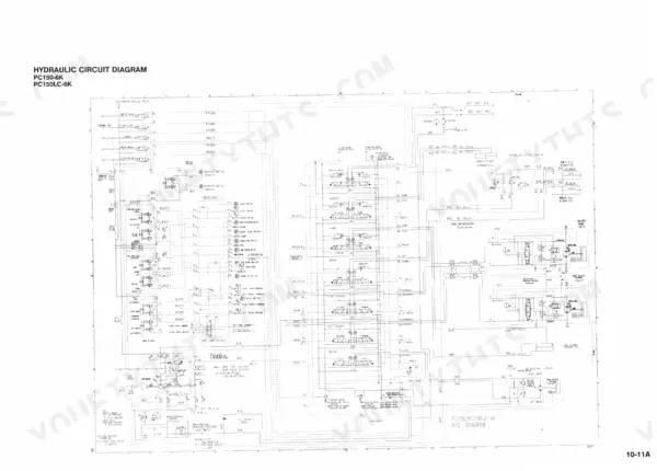 Komatsu PC150-6K, PC150LC-6K hydraulic circuit diagram showing solenoid valve assembly, pumps, and control valve system.