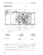 komatsu-pc150-6k-pc150lc-6k-hydraulic-excavator-shop-manual-cebm001601-maintenance-580.webp Komatsu PC150-6K, PC150LC-6K engine mount diagram, cross-sections A-A, B-B, C-C, and maintenance standard table for rubber mounts.
