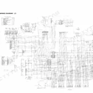 Komatsu PC150-6K, PC150LC-6K electrical wiring diagram 1/3 showing fuse box table, pump controller, and wiper motor circuits.
