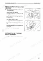 komatsu-pc20r-8-pc25r-8-pc27r-8-hydraulic-excavator-shop-manual-sebm010801-procedures-276.webp Komatsu PC20R-8, PC25R-8, PC27R-8 starting motor assembly removal and installation procedure with component diagrams.