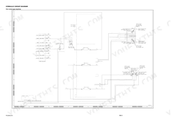 Komatsu PC228US-3, PC228USLC-3 hydraulic circuit diagram showing main control valves, boom, arm, and bucket valve connections.