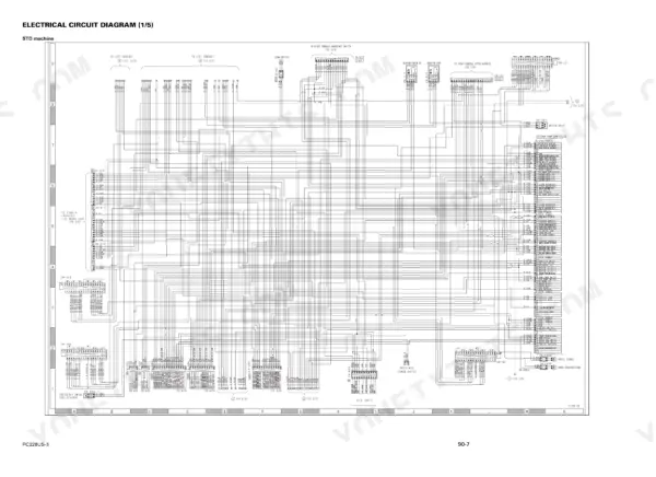 komatsu-pc228us-3-pc228uslc-3-hydraulic-excavator-shop-manual-sebm023104-wiring-587.webp Komatsu PC228US-3, PC228USLC-3 electrical circuit diagram 1/5 showing governor pump controller and console wiring connections.