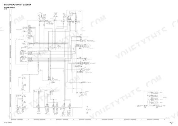 komatsu-pc27mr-2-variants-hydraulic-excavator-shop-manual-sebm032411-wiring-626.webp Komatsu PC27MR-2, PC30MR-2, PC35MR-2, PC40MR-2, PC50MR-2 electrical circuit diagram showing sensors, relays, and harness connections.