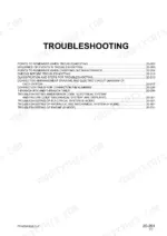 komatsu-pc400-7-pc400lc-7-pc450-7-pc450lc-7-hydraulic-excavator-shop-manual-sebm033007-troubleshooting-355.webp Komatsu PC400-7, PC400LC-7, PC450-7, PC450LC-7 troubleshooting table of contents listing electrical, hydraulic, and engine systems.