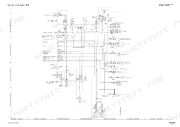 Komatsu PC45MR-3, PC55MR-3 electrical circuit diagram showing engine safety relay, solenoids, sensors, and harness connections.
