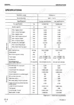 komatsu-pc50uu-2-hydraulic-excavator-shop-manual-sebm000906-specs-32.webp Komatsu PC50UU-2 specifications table for performance, working ranges, and dimensions for canopy and cab models.