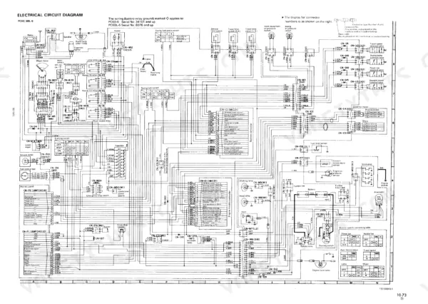 komatsu-pc60-6-pc60l-6-pc90-1-hydraulic-excavator-shop-manual-sebm02010607-wiring-104.webp Komatsu PC60-6, PC60L-6, PC90-1 electrical circuit diagram showing system controller, engine throttle controller, and connectors.