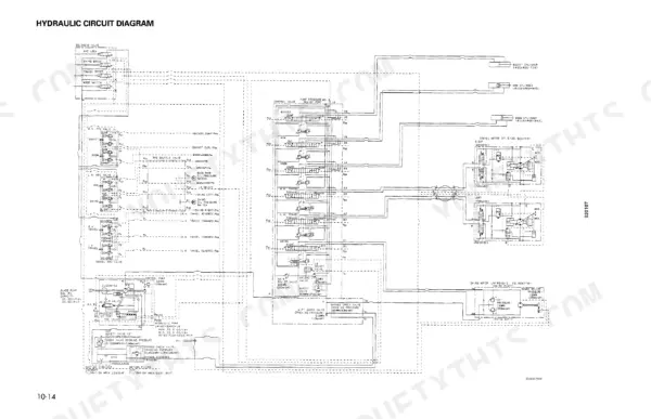 komatsu-pc60-7-hydraulic-excavator-shop-manual-sebm004101-wiring-42.webp Komatsu PC60-7 hydraulic circuit diagram showing control valves, pump, cylinders, and swing motor connections.