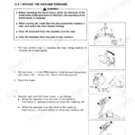 Komatsu PC75UU-2 operation manual page for moving the machine forward using travel levers, fuel control, and lock lever.