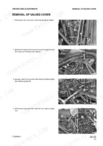 komatsu-pc80mr-3-hydraulic-excavator-shop-manual-webm008601-procedures-131.webp Komatsu PC80MR-3 procedure for removal of valves cover, showing temperature sensor, wiring harness, and fuel delivery pipe disconnection.