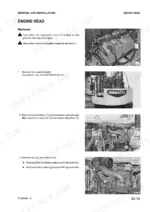 komatsu-pc88mr-6-hydraulic-excavator-shop-manual-webm007200-procedures-211.webp Komatsu PC88MR-6 engine head removal procedure, showing battery, counterweight, suction lines, and bracket disassembly steps.