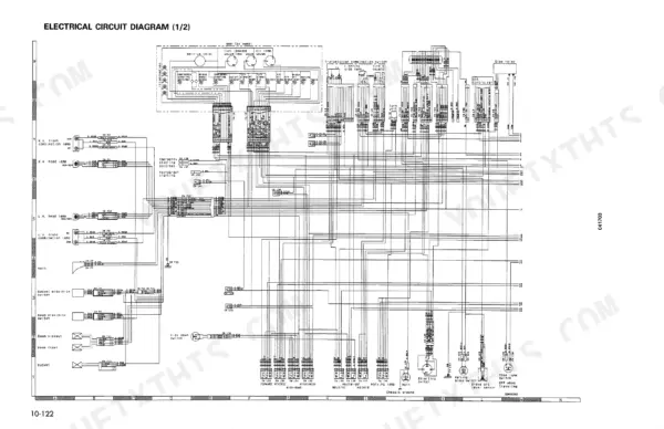 Komatsu WA180-3 electrical circuit diagram 1/2 showing monitor panel, lighting, switches, and sensors wiring connections.