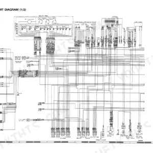 Komatsu WA180-3 electrical circuit diagram showing monitor panel, lighting, switches, and transmission combination switch.