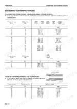 komatsu-wa250-5h-wa250pt-5h-wheel-loader-shop-manual-vebm230102-torque-16.webp Komatsu WA250-5H, WA250PT-5H standard tightening torque tables for metric bolts and flared nuts with thread diameter specifications.