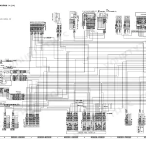 Komatsu WA250-5H, WA250PT-5H electrical circuit diagram 1/4 showing cab harness, wiper motor, and monitor panel controller wiring.