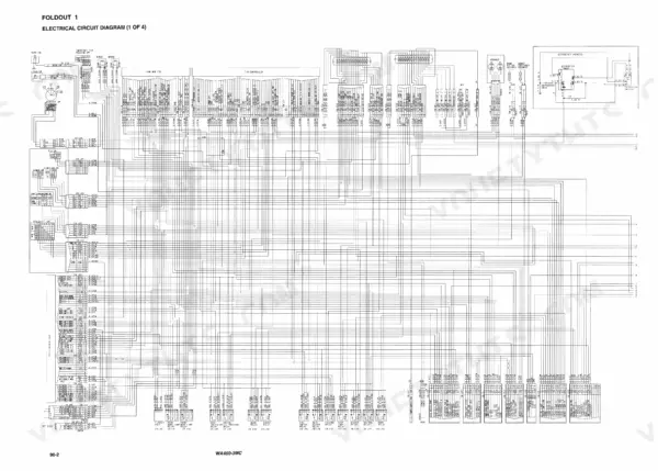 komatsu-wa450-3-wa450-3mc-wheel-loader-shop-manual-cebm003602-wiring-851.webp Komatsu WA450-3, WA450-3MC electrical circuit diagram showing T/W controller, sub monitor, and defroster harness connections.