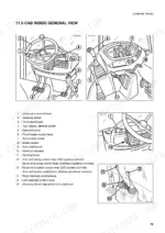 komatsu-wb140-2-wb150-2-backhoe-loader-operator-manual-weam000904-controls-84.webp Komatsu WB140-2, WB150-2 cab inside general view diagrams showing steering, dashboard, and backhoe control lever locations.